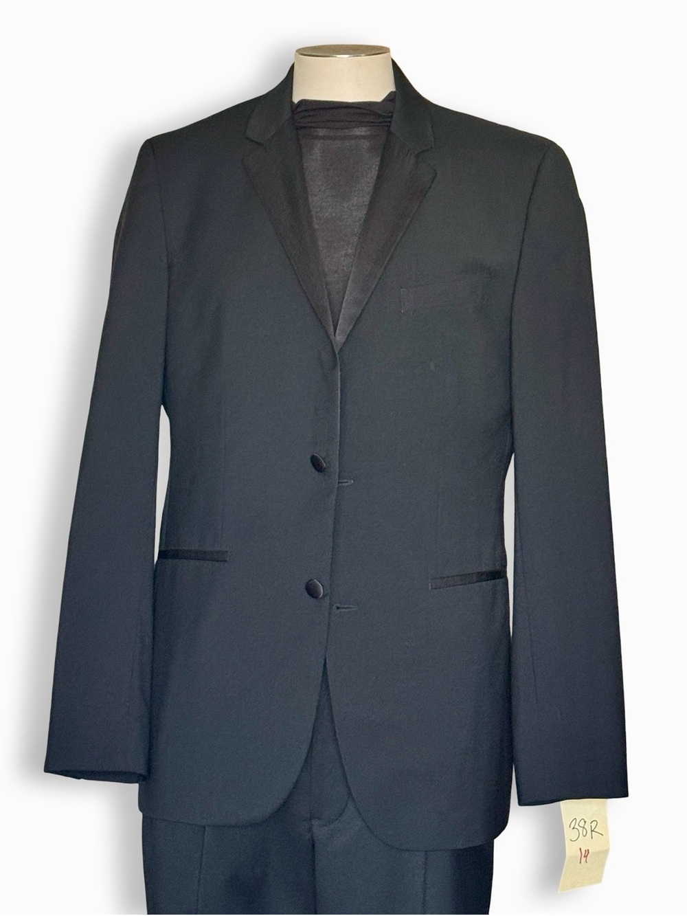 Vintage Y2K Hugo Boss Black Tuxedo Dinner Jacket Satin Lapels Sony Pictures 38R